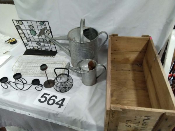 lot 564 wooden crate & metal ware - Image 3