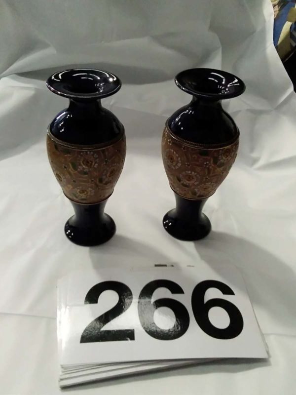 lot 266 Pair of Royal Doulton Ceramic blue vases