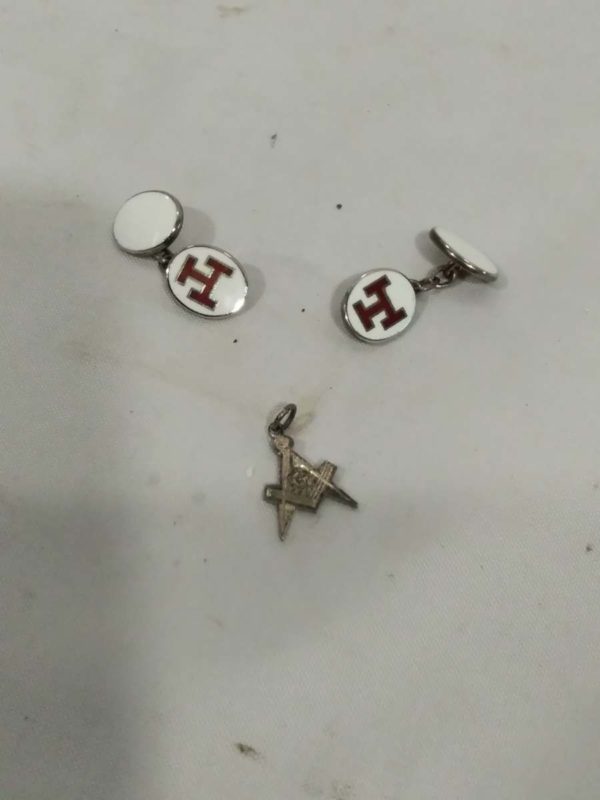 lot 305 masonic pendant and cufflinks both silver