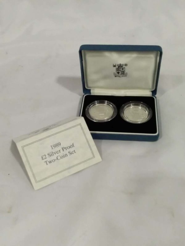 lot 306  1989 £2 silver proof two-coin set