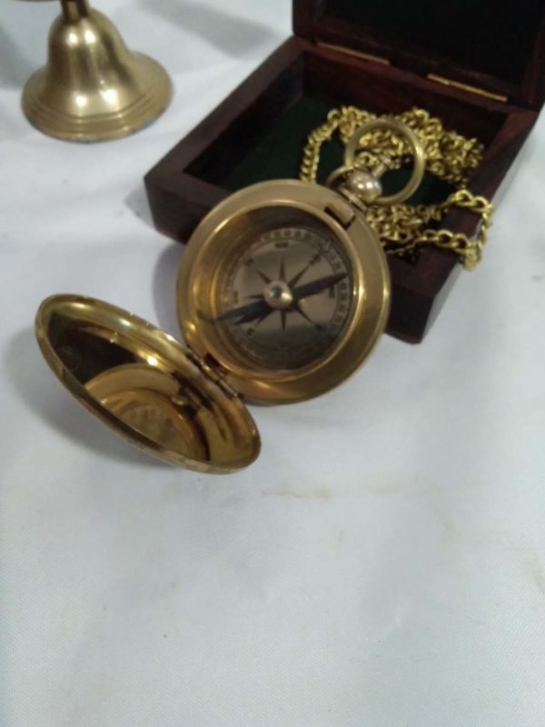 lot 310 brass nautical items, compass, magnifier etc - Image 4