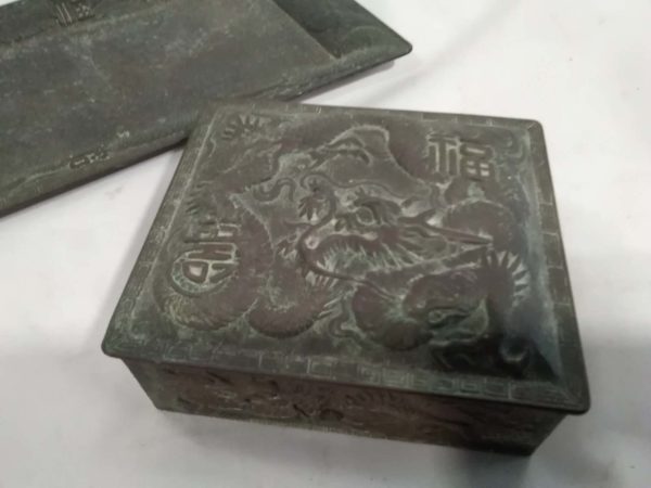 lot 314  Japanese metal tray & trinket box - Image 2