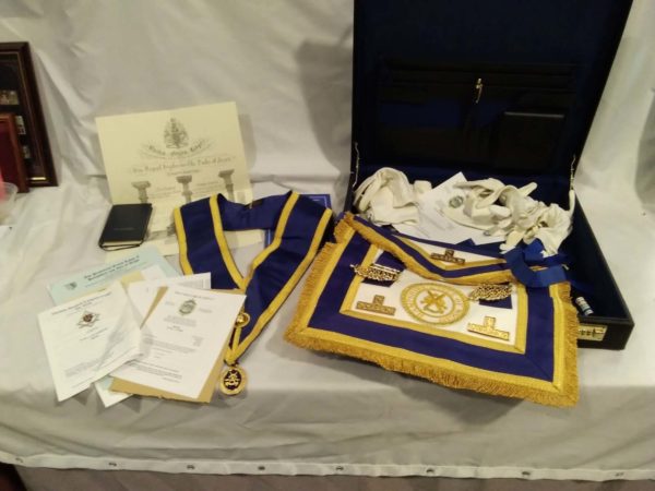 lot 330 masonic sash and apron and ephemera