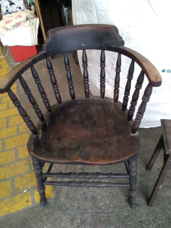 lot 430 antique chair ( woodworm) & plant side - Image 2