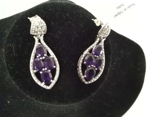 lot 485 Tggc 925 sterling silver & Amethyst earrings The genuine gemstone company - Image 2