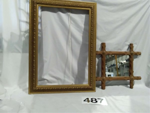 lot 487 gilt frame & oak vintage framed mirror