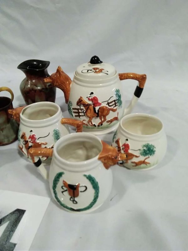 lot 504 Hunting scene tea pot milk & sugar, Ewenny pottery etc - Image 2