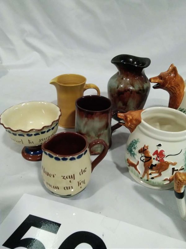 lot 504 Hunting scene tea pot milk & sugar, Ewenny pottery etc - Image 5