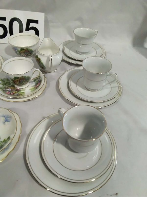 lot 505   partial tea sets, cake stand inc Royal Vale, Crown Ming - Image 2