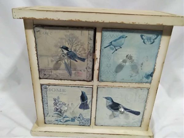 lot 521 4 drawer decorative bird design cabinet approx 16″ x 16″ - Image 2