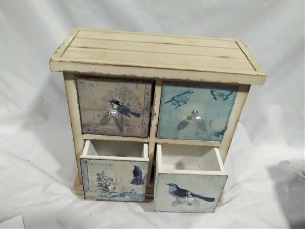 lot 521 4 drawer decorative bird design cabinet approx 16″ x 16″ - Image 4