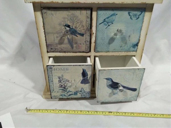 lot 521 4 drawer decorative bird design cabinet approx 16″ x 16″ - Image 3