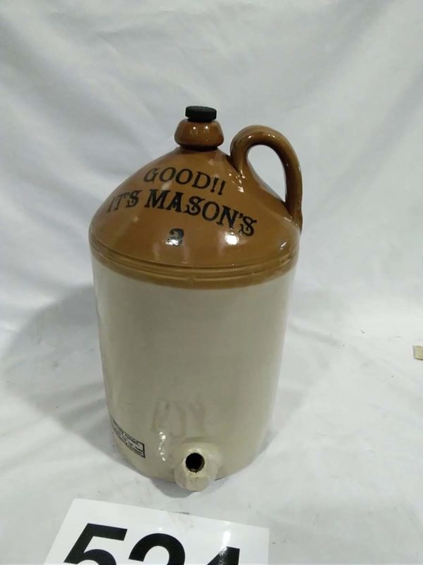 lot 524 large mason’s stone ware jug