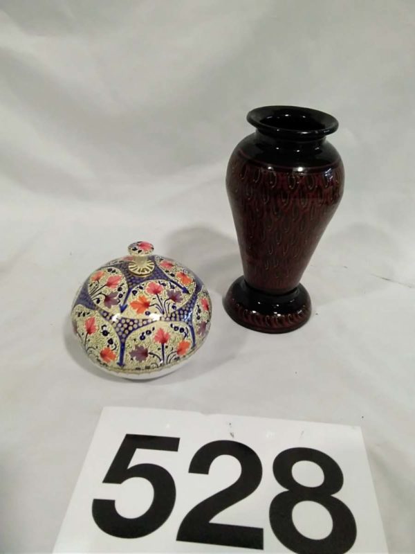 lot 528 decorative papermache vase & lidded pot