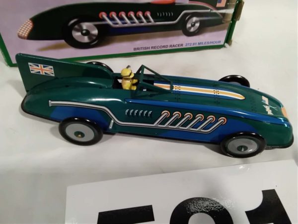 lot 531 boxed tinplate st John tin toy racing car ” british record racer - Image 2