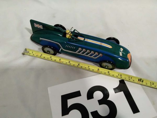 lot 531 boxed tinplate st John tin toy racing car ” british record racer - Image 3