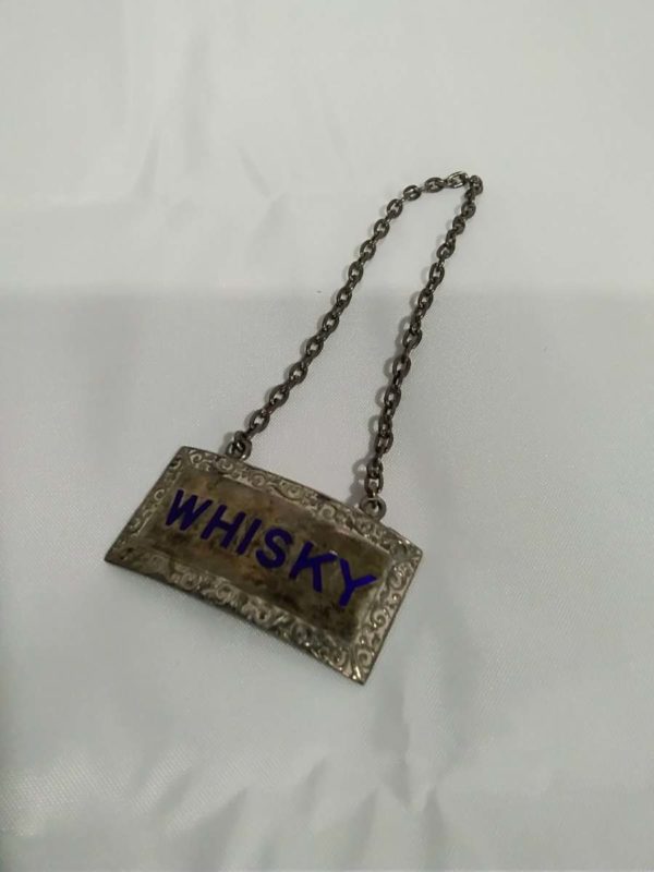 lot 544 vintage sterling silver & enamel whisky decanter label