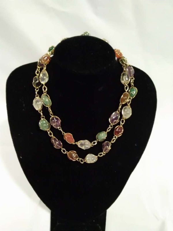 lot 653 vintage gem stone necklace