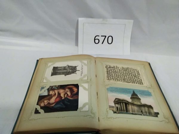 lot 670 postcard album & postcards