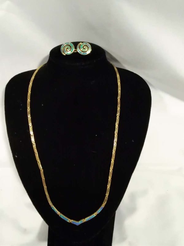 lot 134 attractive gilt sterling silver necklace & earrings - Image 2