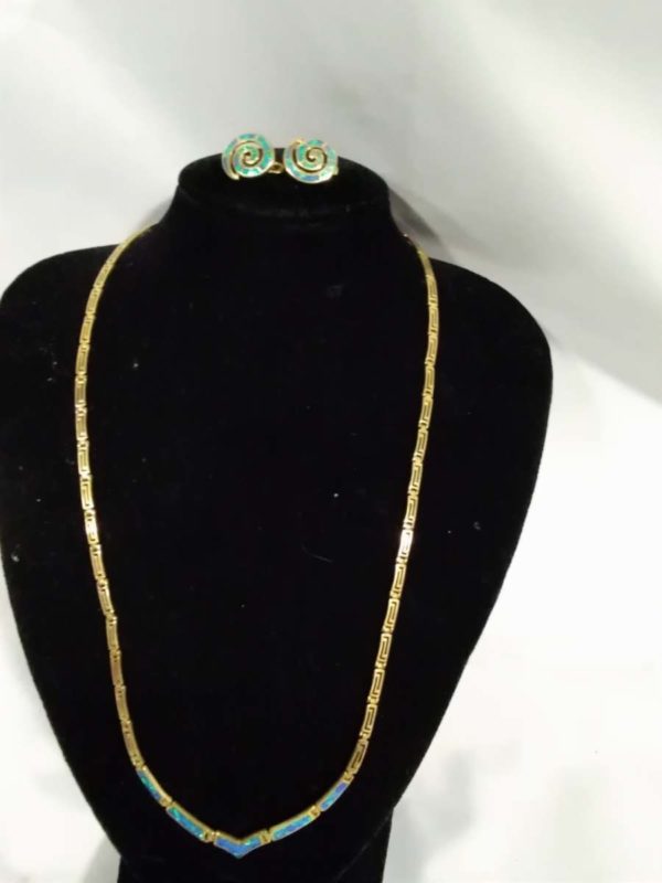 lot 134 attractive gilt sterling silver necklace & earrings - Image 3