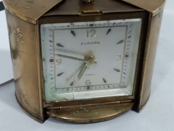 lot 137 1930’s Europa brass travel clock ( working) ( crack in glass - Image 2