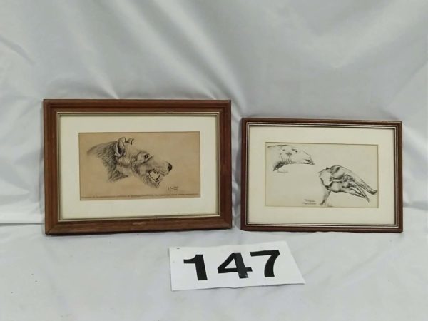 lot 147 pair of vintage animal etchings