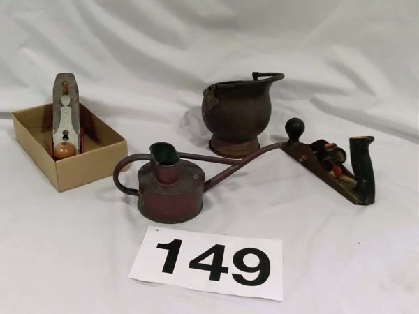 lot 149 2 wood planes stanley & GTL plus scuttle &  watering can ( procceds going to charity)