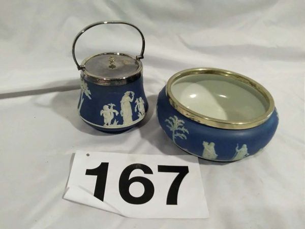 lot 167 2 pieces of Wedgewood bowl & biscuit barrel