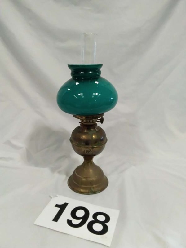 lot 198 brass based double burner oil lamp