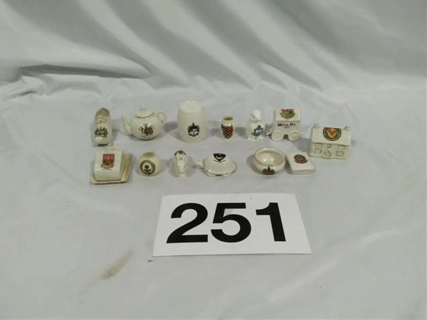 lot 251 collection of Antique crested ware items