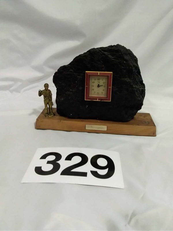 lot 329 coal & brass miner mantle clock