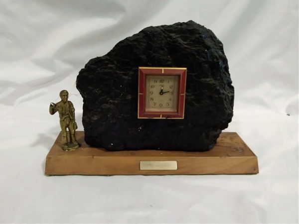 lot 329 coal & brass miner mantle clock - Image 2