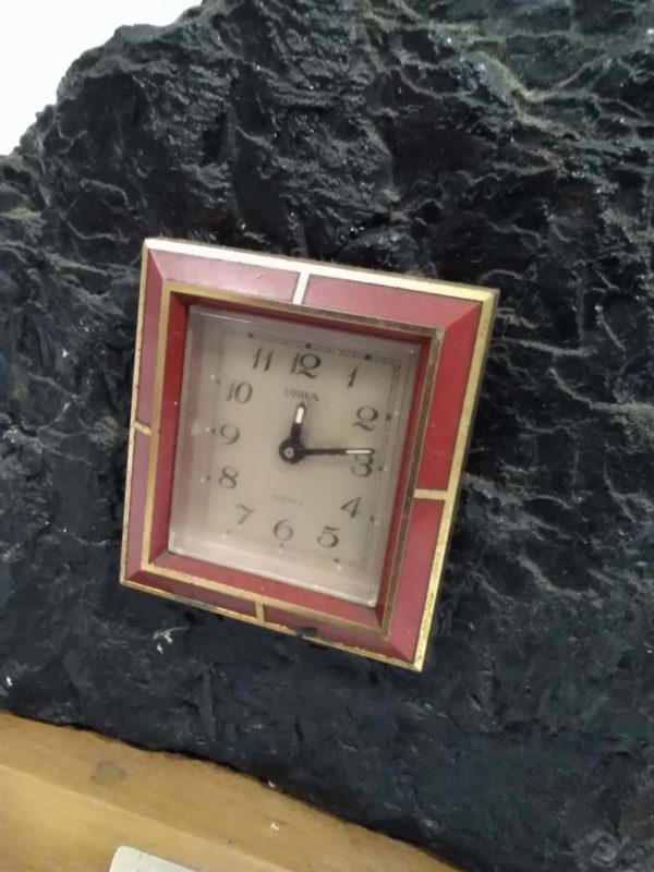 lot 329 coal & brass miner mantle clock - Image 4