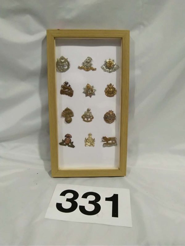 lot 331 framed military badges