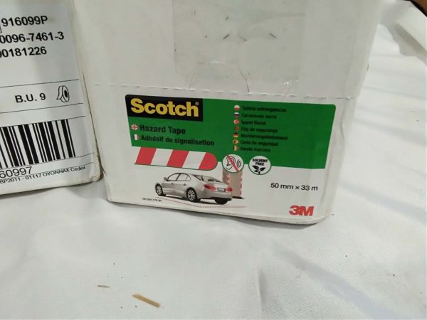 lot 336 5 x boxes Scotch hazard tape red/white - Image 2