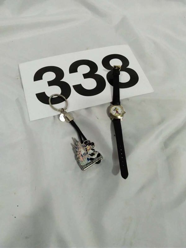 lot 338 wind up mickey mouse watch & keyring - Image 2