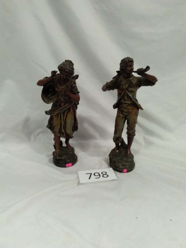 lot 798 pair of Victorian bronze effect  cast metal  aprox 15″