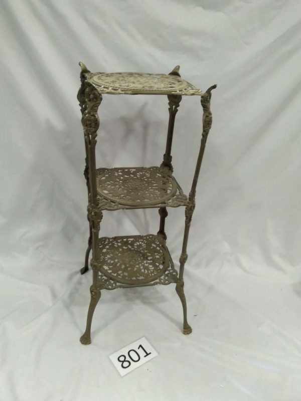 lot 801 3 teir gilt cast ally pot stand