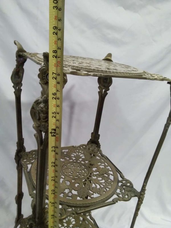 lot 801 3 teir gilt cast ally pot stand - Image 3