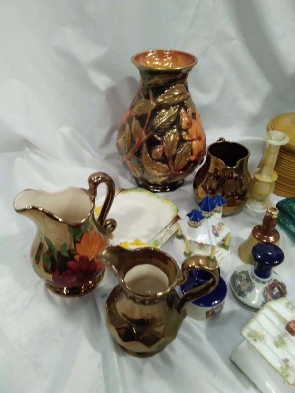 lot 802 mixed oranments, lustre jugs, m’dina glass, miniature empty bottles etc - Image 2