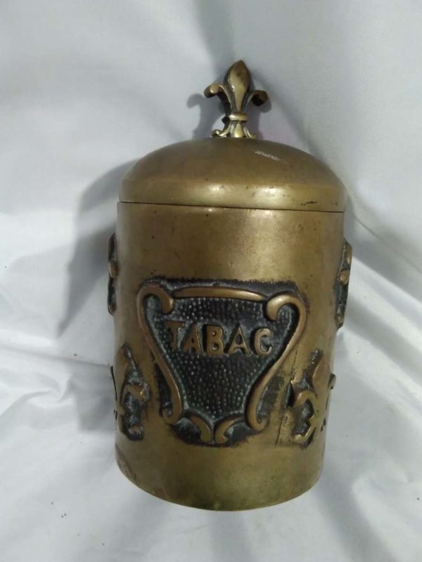 lot 809 antique French Trench art brass Tabacco pot - Image 2