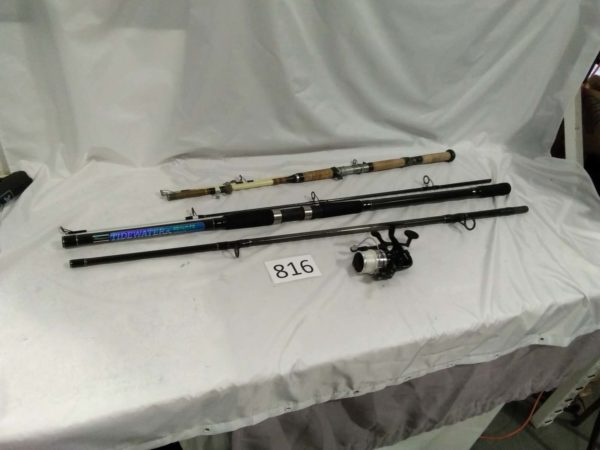 lot 816 fishing items, shakespeare reel, shakespeare beach caster rod, boat rod etc