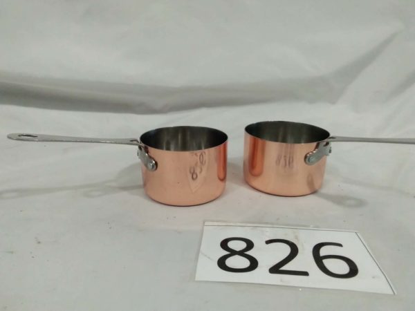 lot 826 pair of small copper pans - Image 2