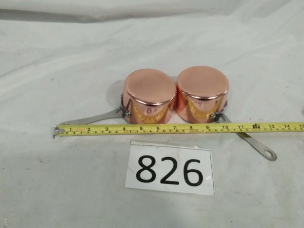 lot 826 pair of small copper pans - Image 3