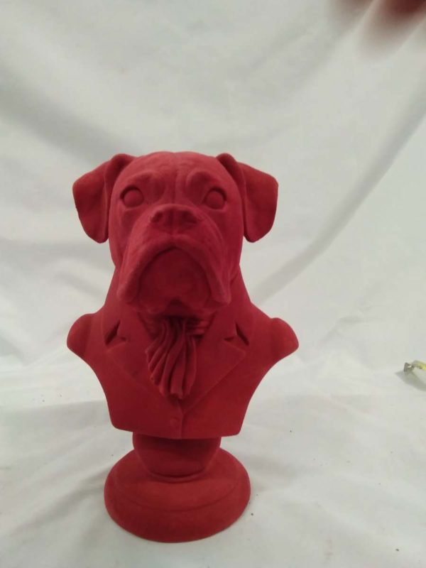 lot 831 red velvet boxer dog bust - Image 2