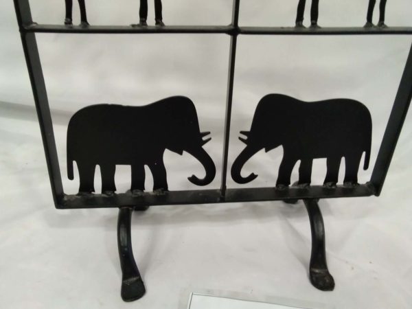 lot 839 black metal fireguard/candle holder with animal silhouette detail - Image 2