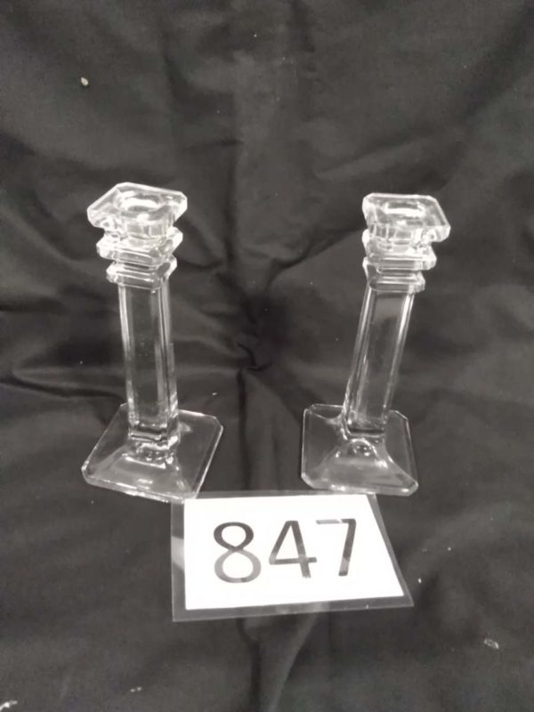 lot 847 pair of decorative candles sticks aprox 7″