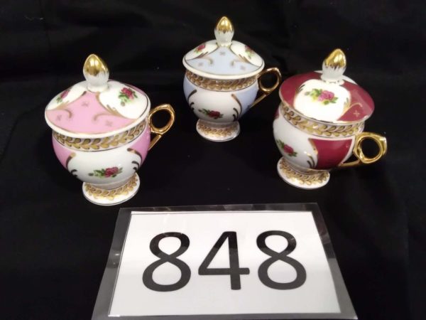 lot 848 3 ceramic Limoge lidded cups - Image 2