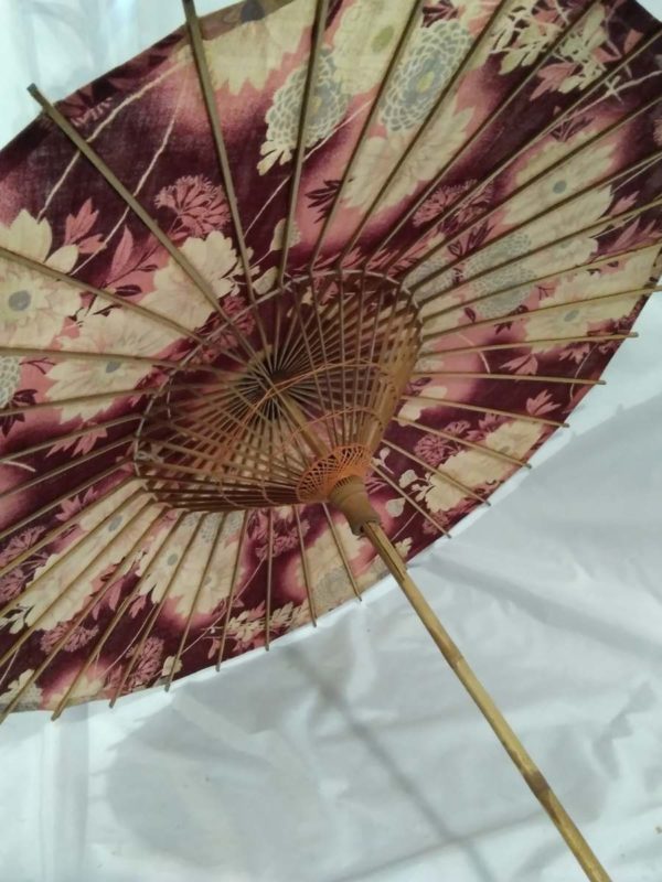 lot 856 oriental wooden & material parasol - Image 2